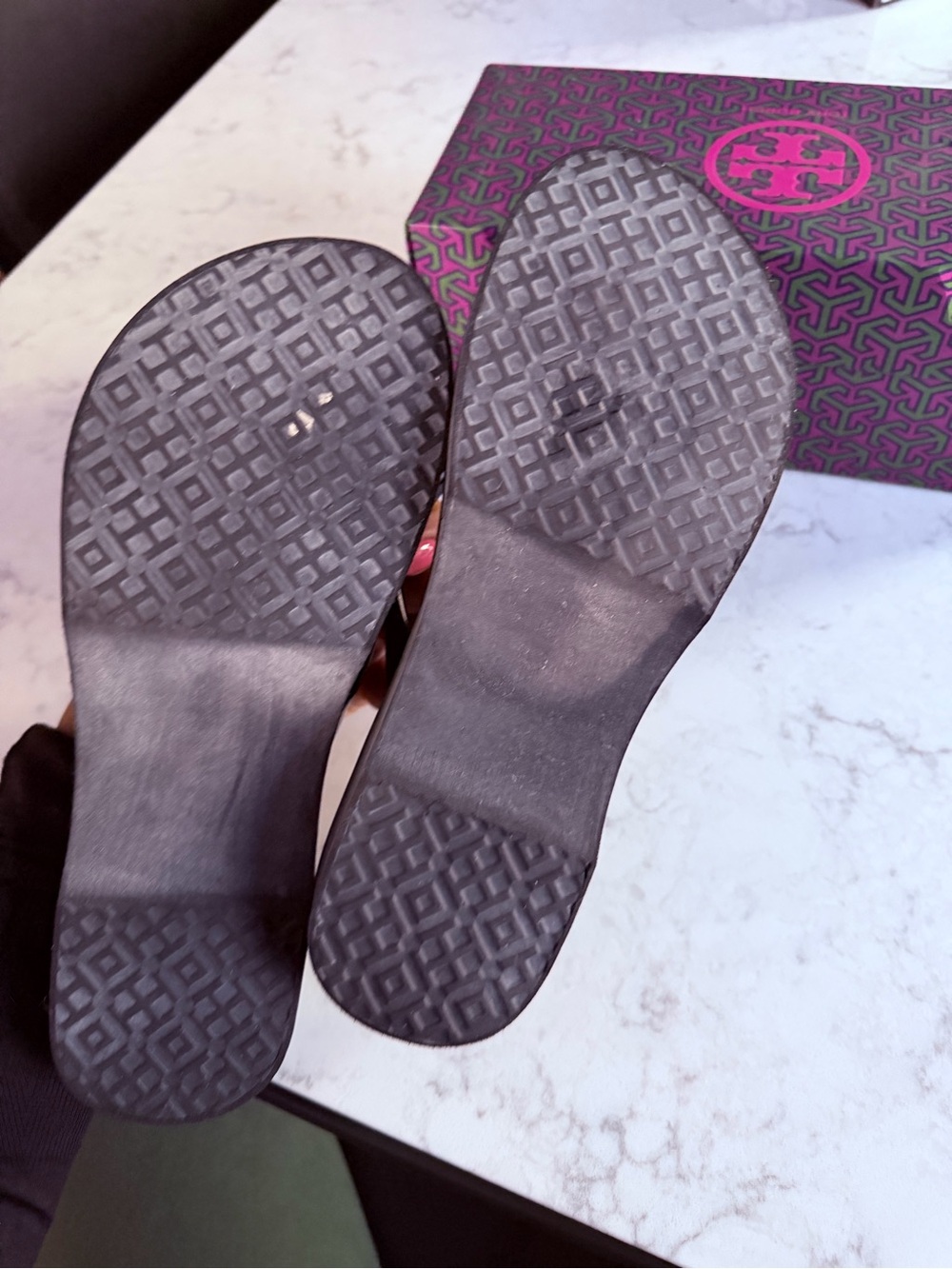 Tory Burch Black Cut-Out Wedge Flip Flop - Picture 4 of 5